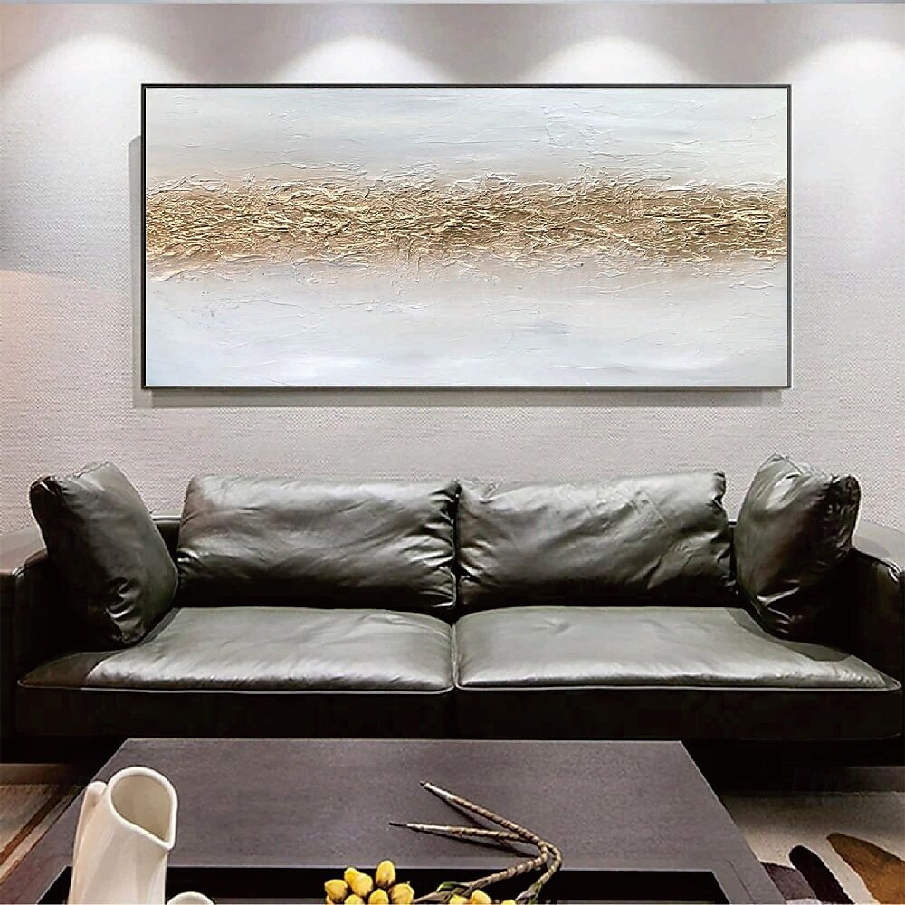peintures abstraites en or peintes à la main en 3D peinture dorée peinture abstraite en or blanc peinte à la main peinture acrylique blanche et dorée élégante art mural abstrait en or blanc peinture à de 2025 ? $66.99 –P4