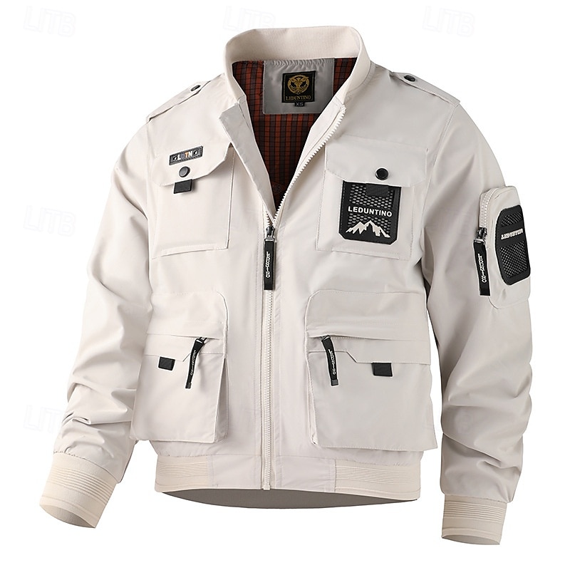 Voor heren Outdoor jas Softshell-jas Windjack Overgangsjack Vakantie Dagelijks waterdicht Winddicht Zak Lente & Herfst Effen Modieus Klassiek Opstaand Normaal Zwart Wit Geel blauw Oranje Jacks 2026 - $57.99 –P1