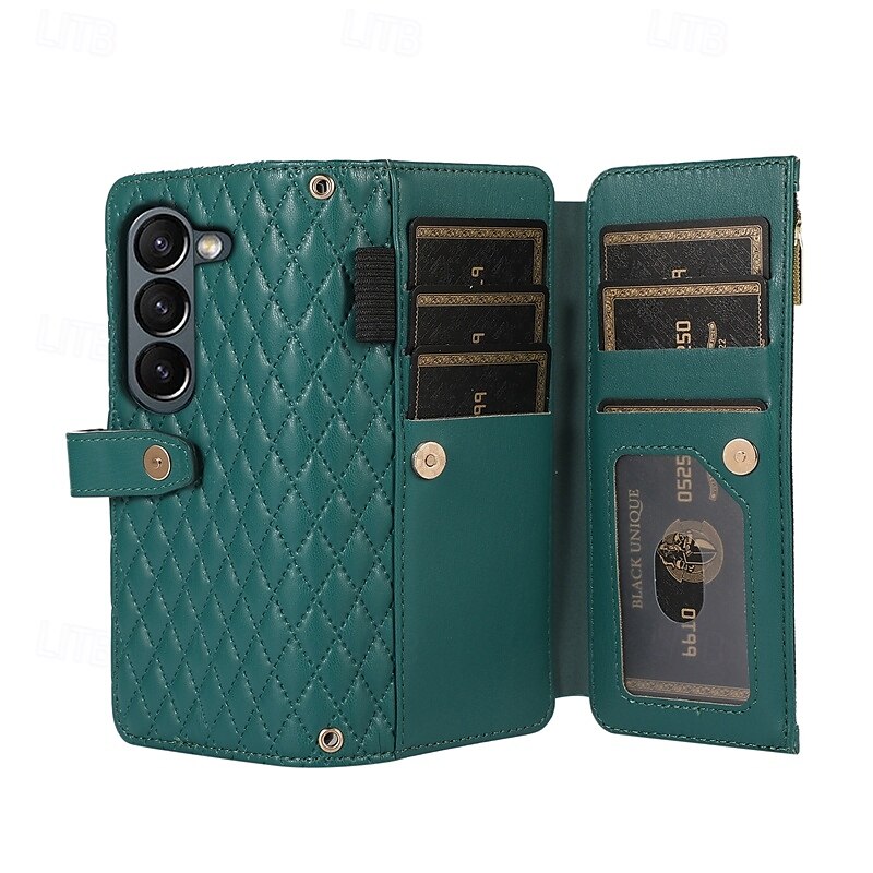 Phone Case For Z Fold 6 Z Fold 5 Z Fold 4 Z Fold 3 Flip Cover with Stand Holder Zipper with Wrist Strap Retro TPU PU Leather 2025 - $23.99 –P18