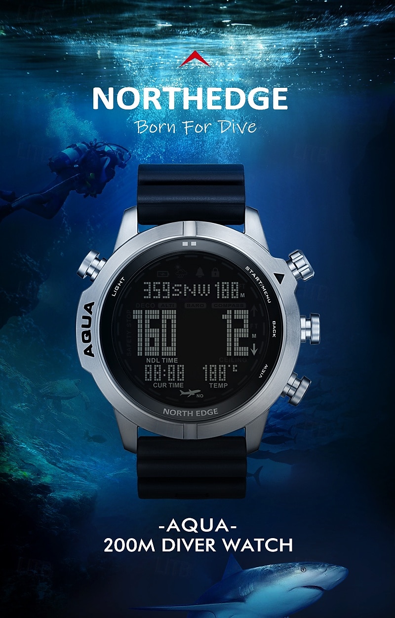 NORTH EDGE Men's Professional Diving Computer Watch Free/Scuba Diving 50M Dive Watches Altimeter Barometer Compass Digital Clock 2025 - $146.99 –P1