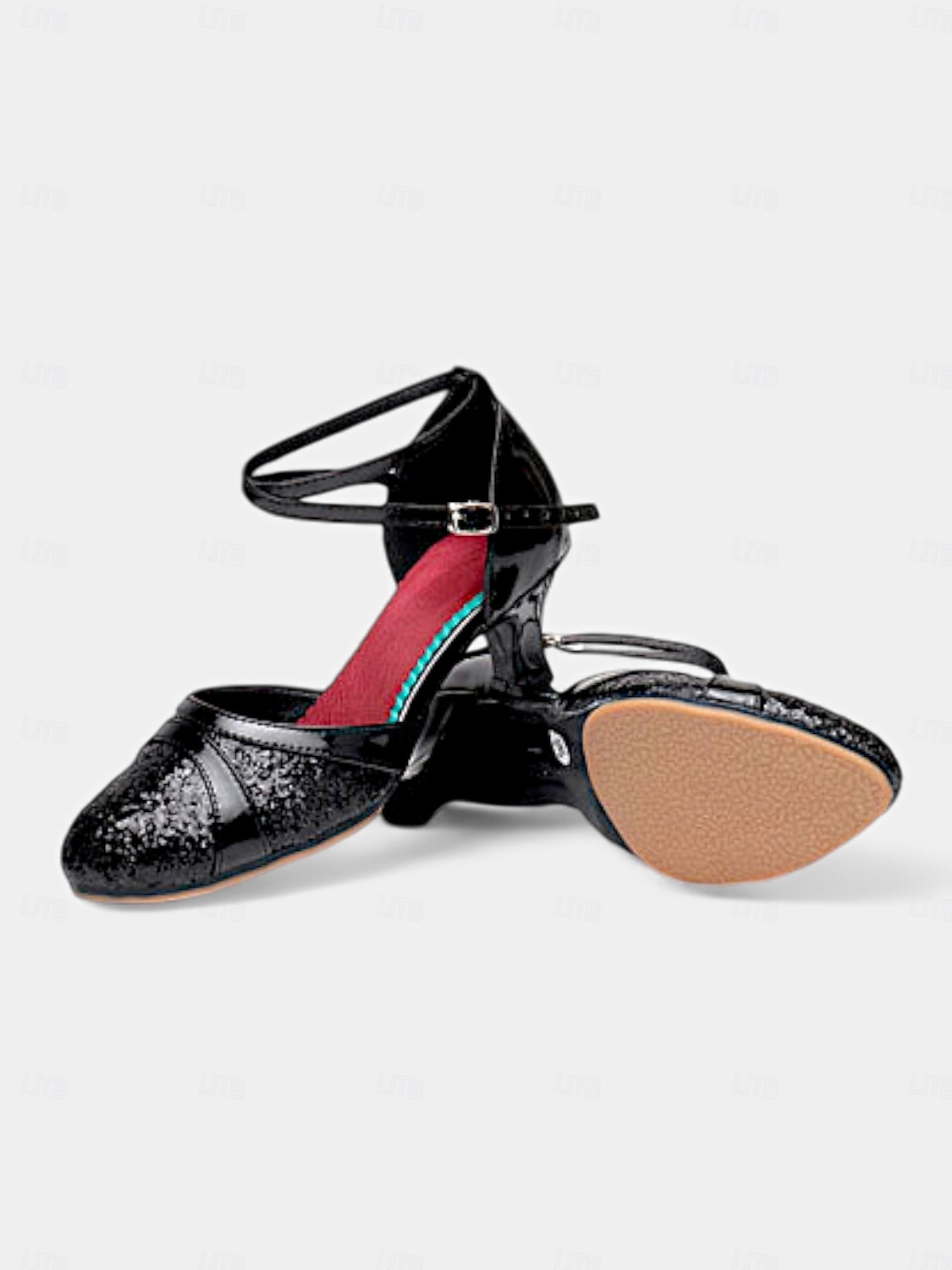 Gouden glitter dansschoenen voor dames met kruisbandontwerp – sprankelende ballroom- en latinhakken voor optredens en oefeningen 2025 - $32.99 –P7
