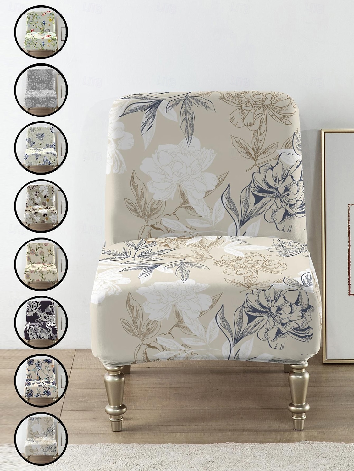 blommiga stolsöverdrag lyxiga högstretch armlösa stolsöverdrag för stora stolar, avtagbart möbelskydd för vardagsrum matsal hotell 2026 - $14.49 –P7