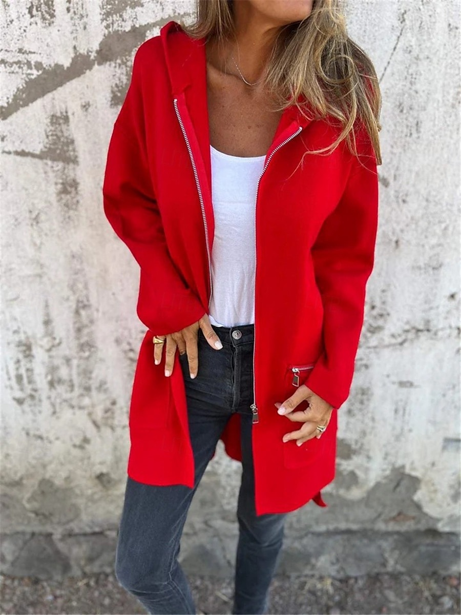 Mujer Chaqueta de Invierno Chaqueta con capucha Exterior Calle Ropa Cotidiana Otoño Invierno Largo Abrigo Ajuste regular Mantiene abrigado Transpirable Elegante Casual Chaquetas Manga Larga Color 2025 - $47.99 –P5