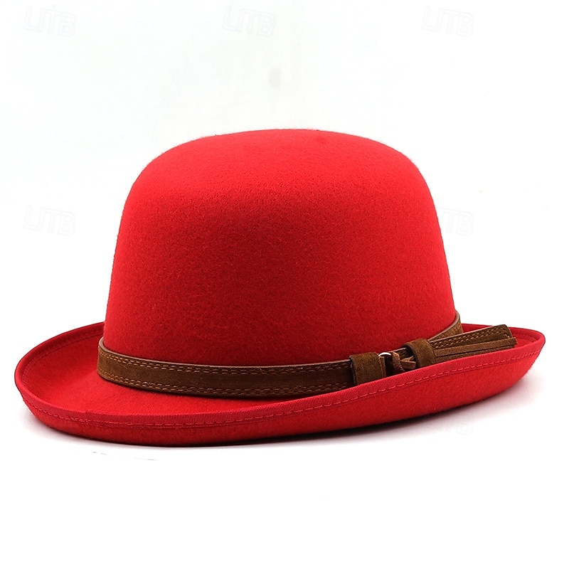 Hombre Sombrero del Derby de Kentucky Sombrero para el sol Sombrero de vaquero Sombrero Fedora Trilby Negro Rojo Tejido de lana Estilo retro Moda siglo 18 estado de texas Diario Fiesta temática Color 2025 - $11.49 –P1