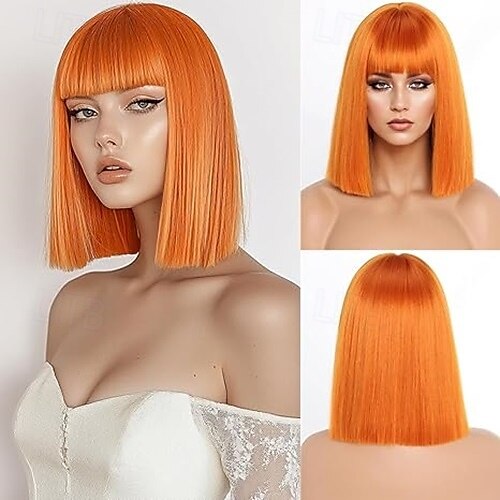 rövid bob paróka frufruval rövid, egyenes bob parókák nőknek természetes megjelenésű cosplay napi parti paróka 2025 - $18.99 –P4