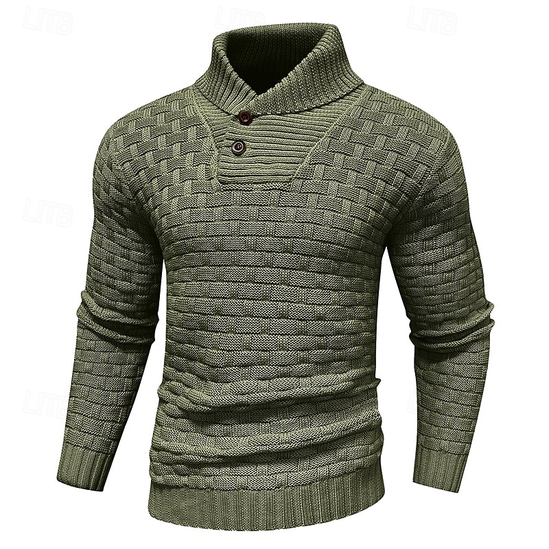 Voor heren Trui Geribd breien Normale tops Gebreid Strakke pasvorm Effen Coltrui Modern eigentijds Werk Alledaagse kleding Kleding Winter Lente & Herfst Khaki S M L 2026 - $39.99 –P8