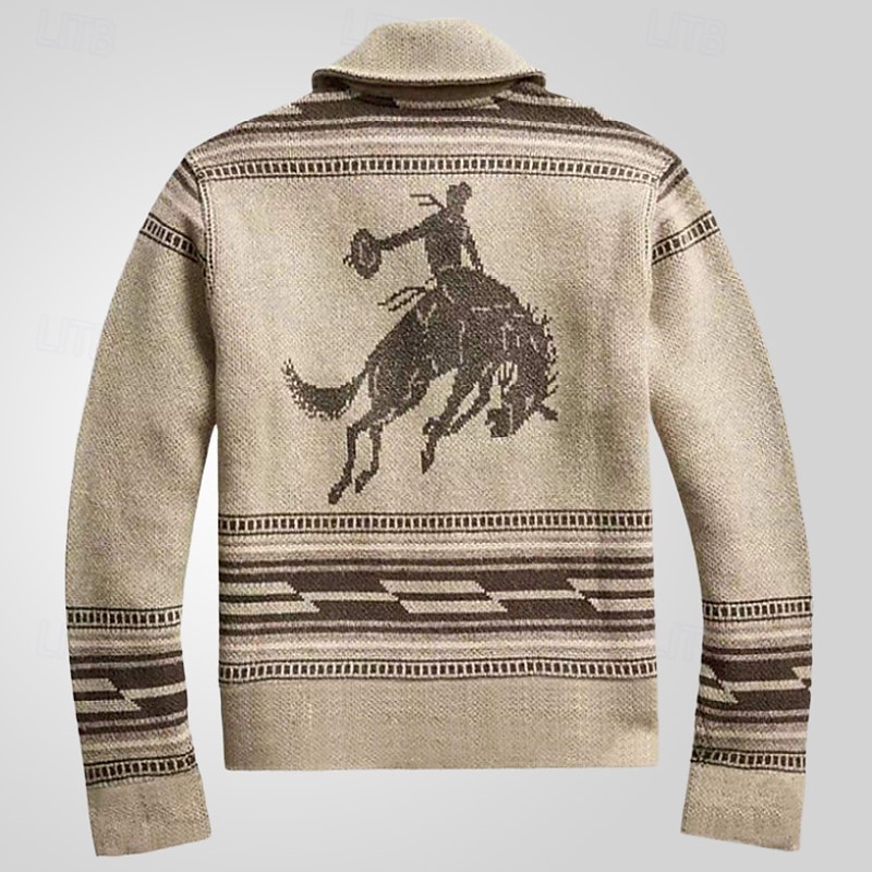 Hombre Jersey Jacquard Chaqueta de Punto Suéter recortado Estriado Tejer Regular Abotonar De Punto Antílope Diseño Moda Clásico Ropa Cotidiana Cita Ropa Otoño invierno Color Caquí M L XL 2025 - $43.99 –P3