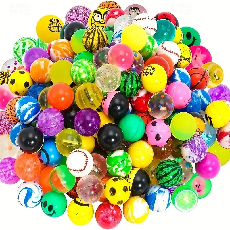 100-pack 100-pack balles rebondissantes en caoutchouc premium non plumées couleurs et motifs assortis pour cadeaux de fête et friandises d'Halloween cadeau de Noël de 2026 ? $34.99 –P1