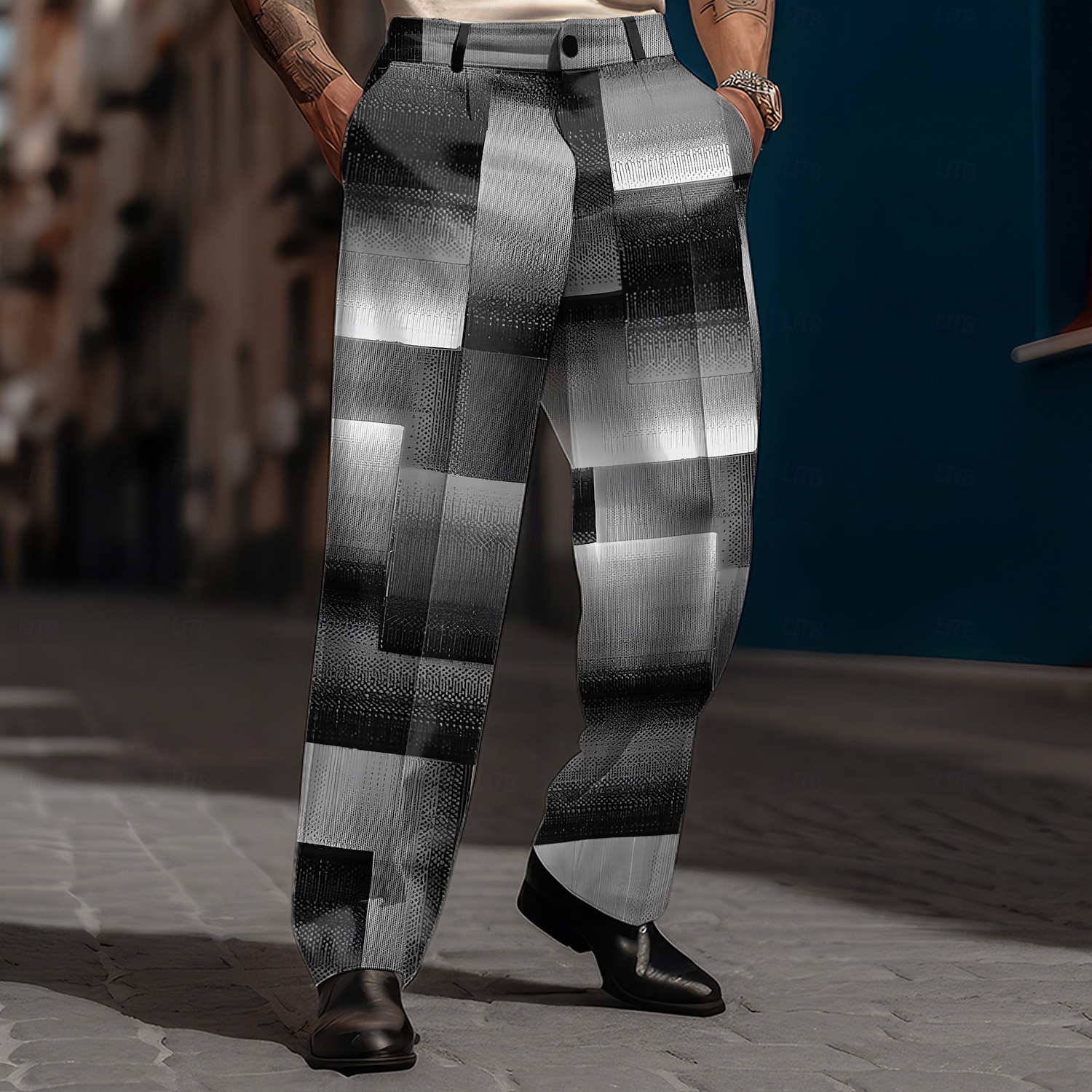 Homme Géométrique Plaid Bloc de couleur pantalon de costume Taille médiale Vêtement décontracté Formel Plein Air Quotidien Zippé Poche Pantalon droit Eté Printemps Automne 3D effet Noir Bleu Marron de 2025 ? $29.99 –P1