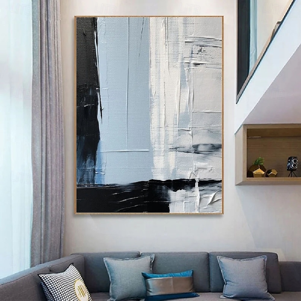 handgemachtes blaues abstraktes blau-goldenes Ölgemälde auf Leinwand, groß, handgemalt, abstrakt, strukturiert, boho, modernes Ölgemälde, Wandkunst, zeitgenössisches minimalistisches Kunstwerk für 2025 - $125.99 –P3