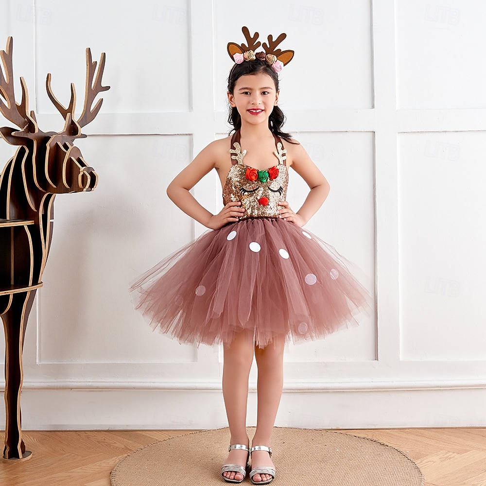 Outfits Tutu Santa Suits Reindeer Rudolph Cosplay Costume for Girls' Kid's Christmas New Year Christmas Eve Party Christmas Dress Headpiece 2026