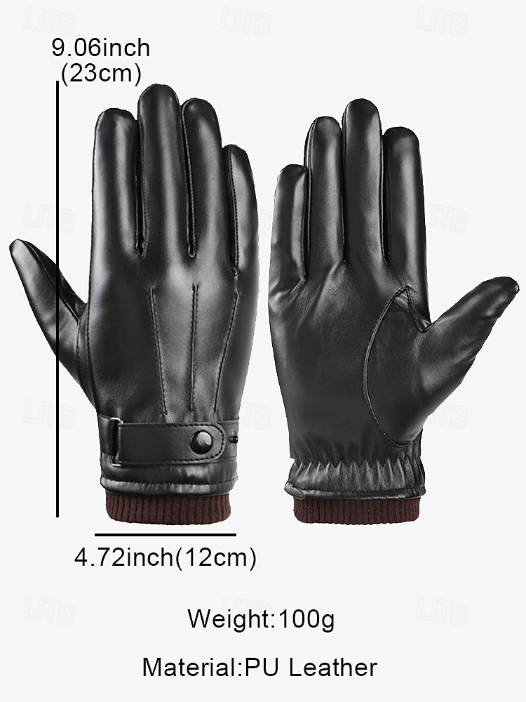 Men's Winter Faux Leather Gloves with Buckle Strap – Warm Lined Gloves for Cold Weather, Touchscreen Compatible 2025 - $14.99 –P7