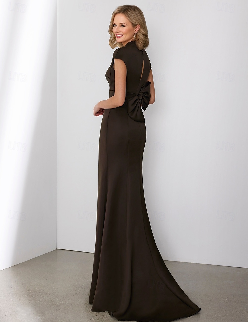 vestido de noite sereia vestido elegante formal comprimento até o chão sem mangas decote em v bolso cetim com laço(s) 2025 de 2025 por $159.99 –P3
