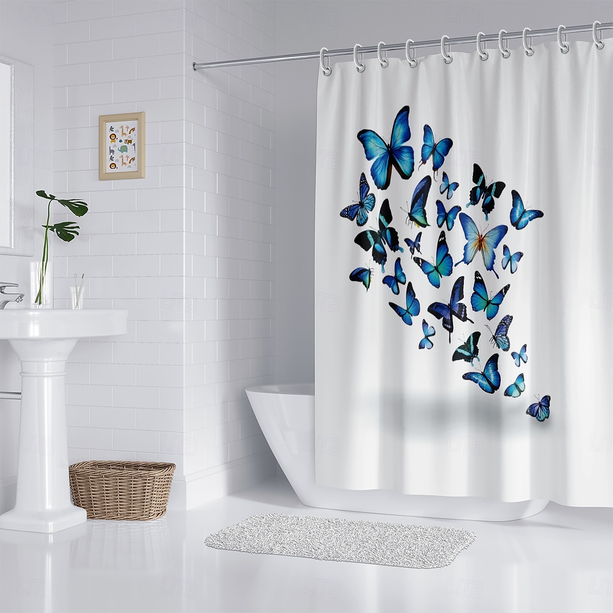 Shower Curtain with Hooks 180cm*180cm(70"*70") Polyester Washable Waterproof Pattern Bathroom Bathtub Decor Vintage Butterfly 2025 - $22.99 –P7