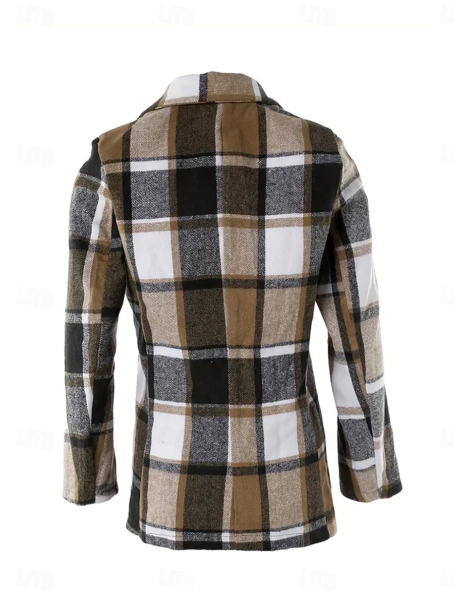 Dam Kavaj Utomhus Justerbara Rutig Andningsfunktion Stylish Normal Ytterkläder Långärmad Höst Kaffe S 2025 - $42.99 –P3