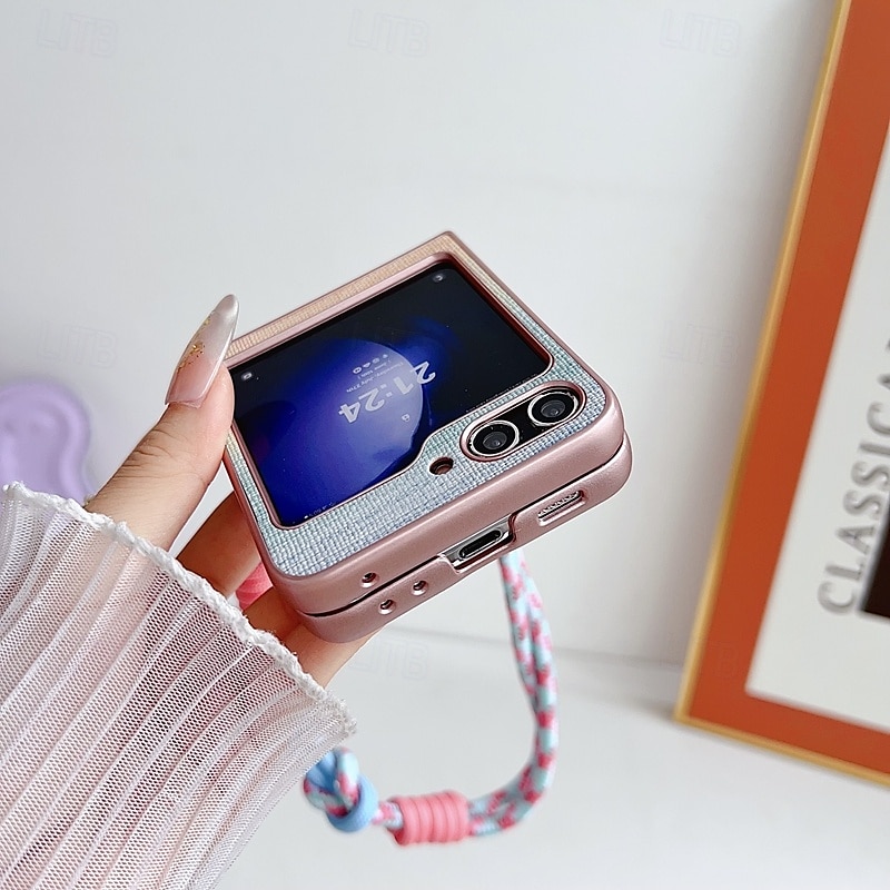 telefoon hoesje Voor Samsung Galaxy Z Flip 7 Z-flip 6 Z Flip 5 Z Flip 4 Z Flip 3 Achterkant met polsband Schokbestendig Retro tekstiili TPU 2025 - $18.99 –P3