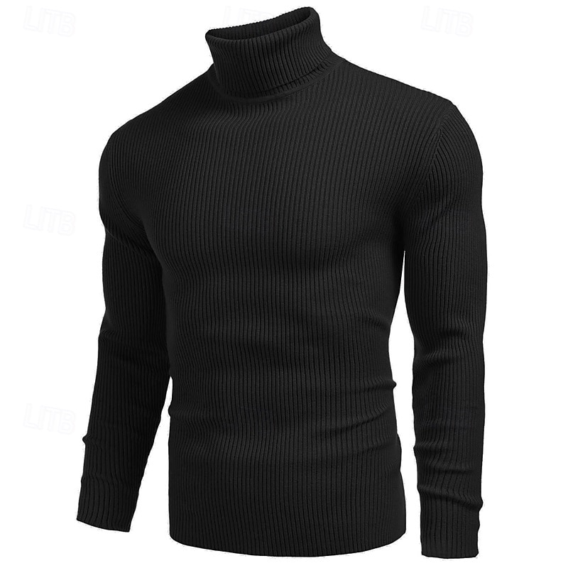 Herren Pullover Strickpullover Rollkragenpullover für Herren Gerippt Stricken Standard Strick Glatt Rollkragen Modisch Brautkleider schlicht Freizeitskleidung Verabredung Bekleidung Herbst Winter 2025 - $38.99 –P3