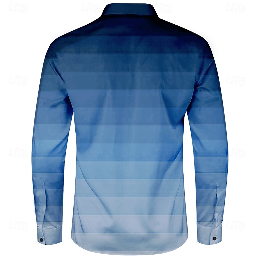 Herren Verlaufsstreifen Oberhemd Knopfhemd Langarm Business-Casual Formal Geschäft Täglich Herbst Winter Frühling Sommer Hemdkragen Knopf hoch 3D-Druck Schwarz Rote Blau Purpur 2025 - $25.99 –P2