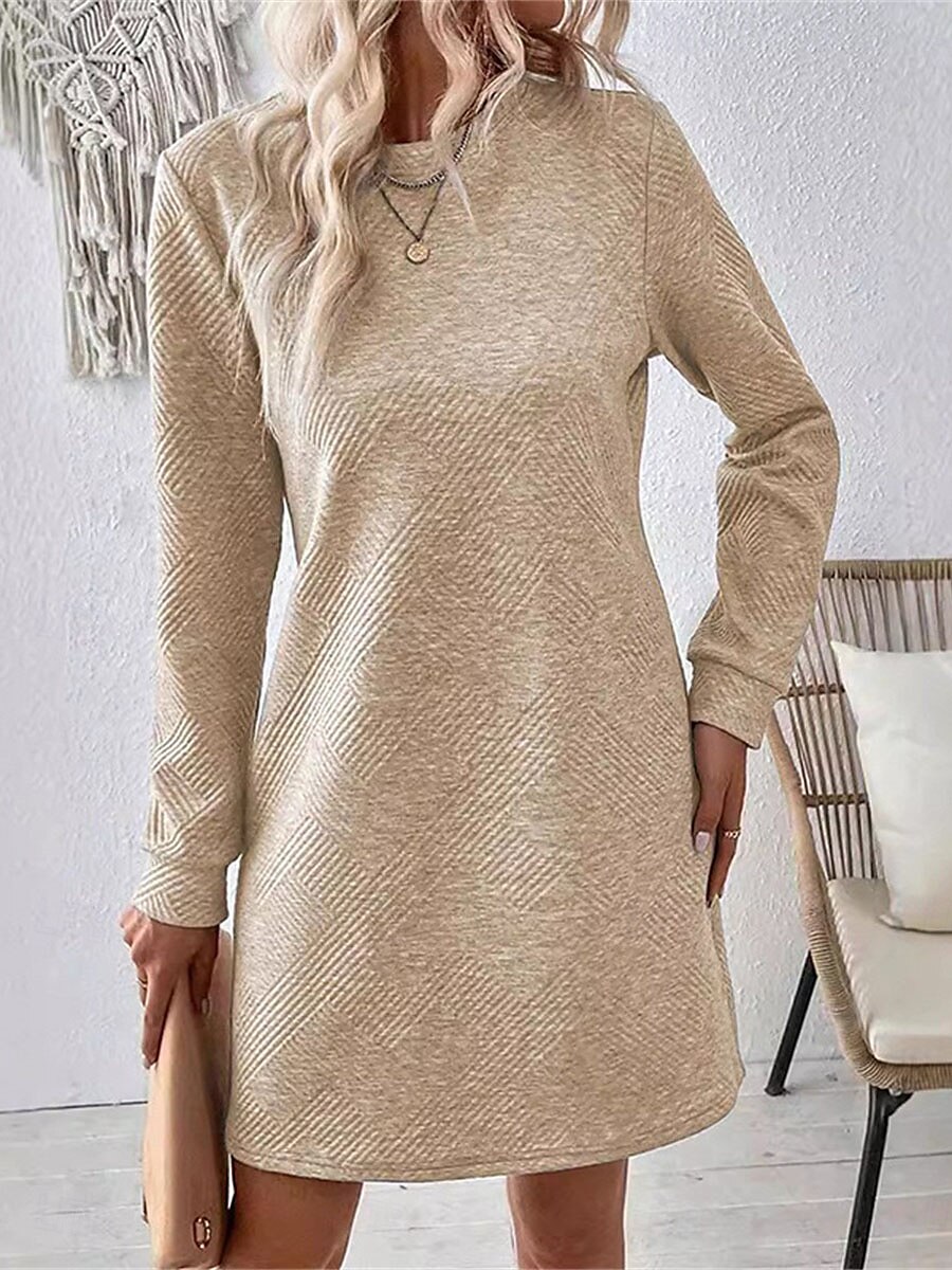 Damskie Codzienne sukienki Sukienka mini Z marszczeniami Codzienny Półgolf Długi rękaw Czarny Morelowy Szary Kolor 2025 - $35.99 –P8