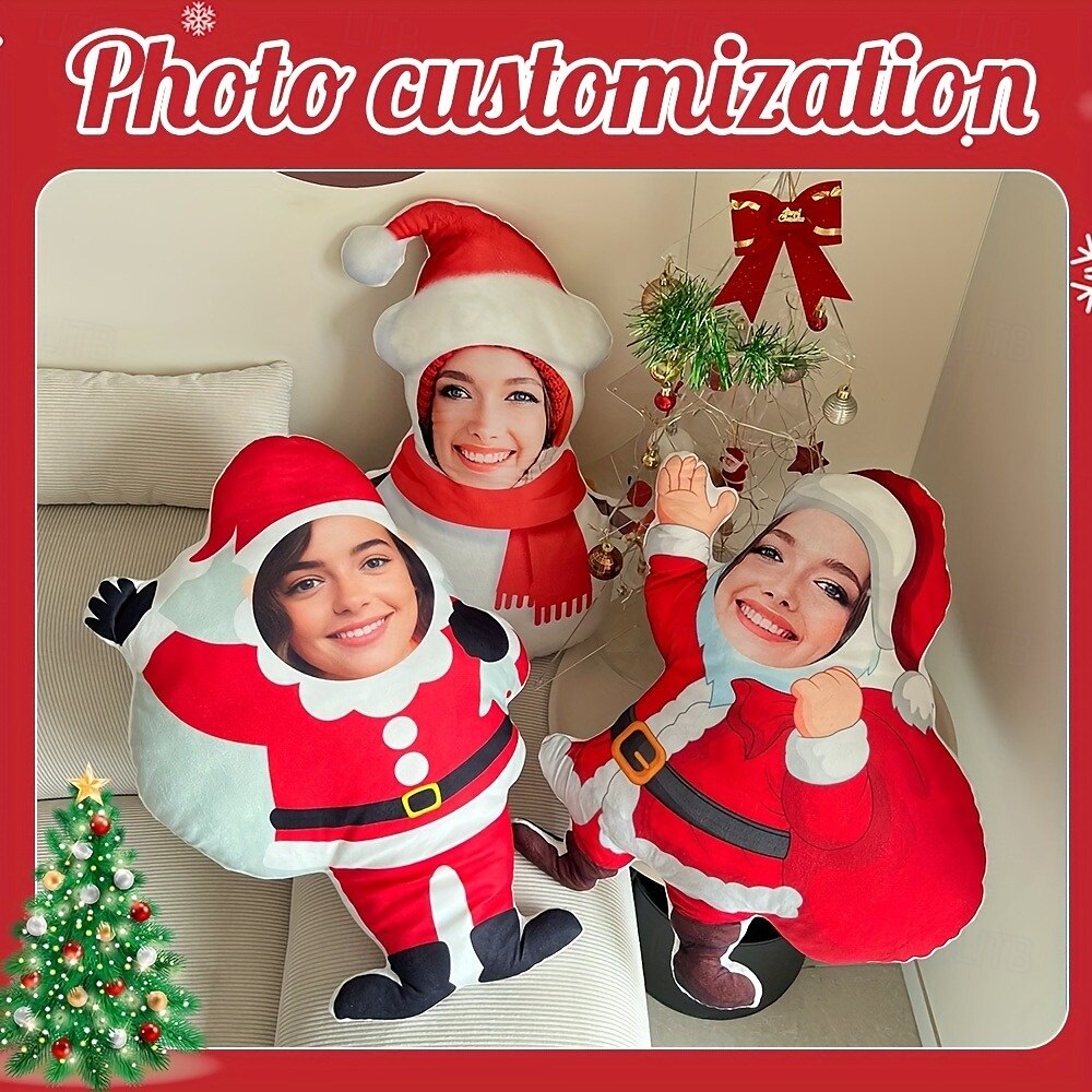 2025年 不規則なクリスマスクッション&枕パーソナライズされたギフト写真雪だるま、サンタクロース、インサート付きのさまざまなサイズのカスタムギフトのアイデア コレクション – $12.49 –P4