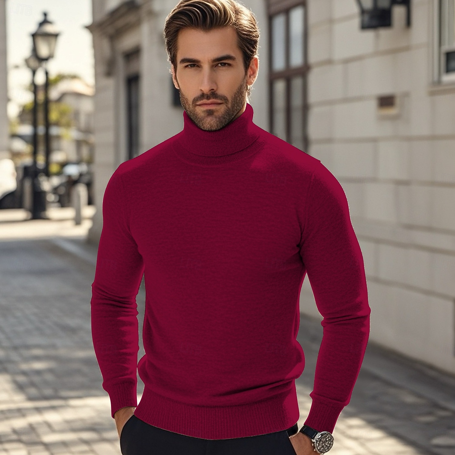 Homme Pull Pull en tricot A côtes Tricoter Normal Tricoté Plein Col Roulé Mode Décontractées Vacances Usage quotidien Vêtement Tenue Automne hiver Chameau Vin S M L de 2025 ? $21.99 –P8