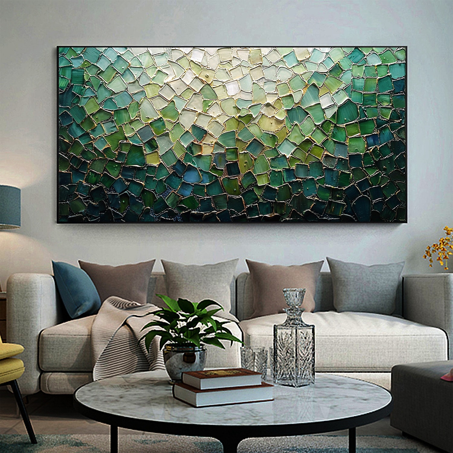 Handmade Original Nordic Minimalism Oil Painting On Canvas Contemporary Abstract Green Impasto Texture Wall Art for Home Decor With Stretched Frame/Without Inner Frame Painting 2025 - $139.99 –P1