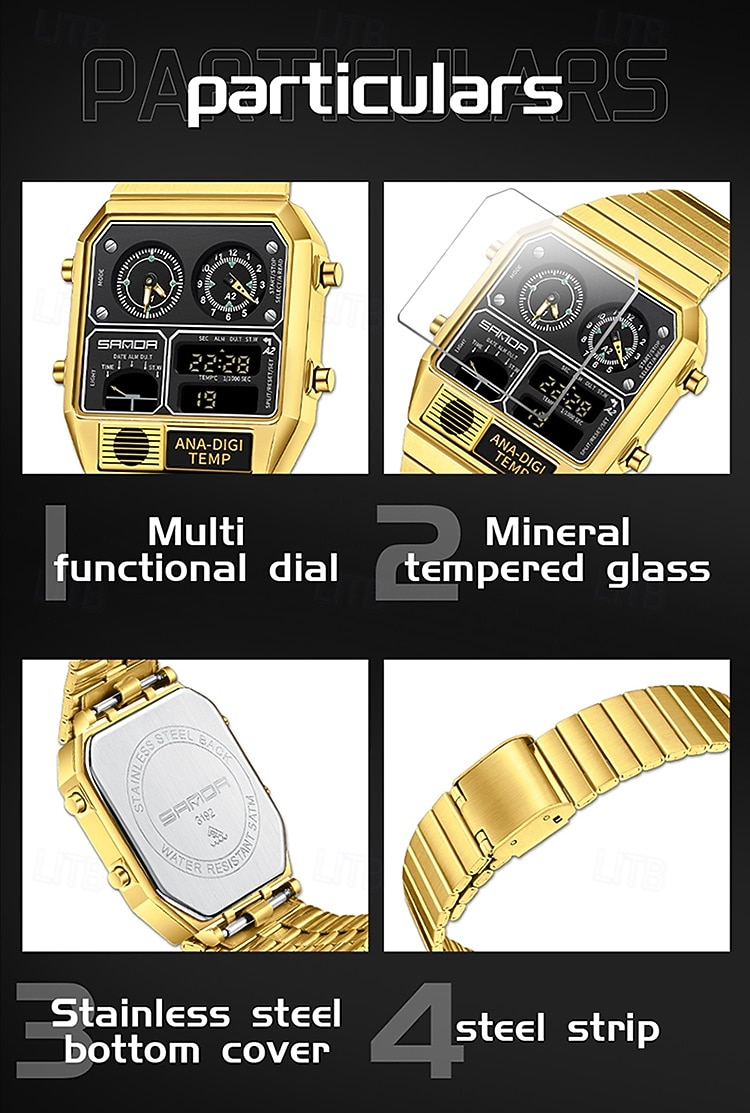 SANDA Men Digital Watch Sports Fashion Casual Business Minute Repeater Stopwatch Alarm Clock Waterproof Steel Watch 2026 - $48.99 –P17