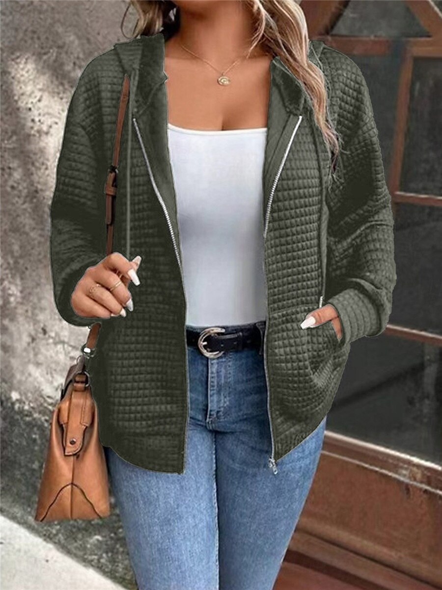 Damskie Zwykła kurtka Kurtka z kapturem Na zewnątrz Ulica Dzienne zużycie Jesień Zima Regularny Płaszcz Regularny Keep Warm Oddychający Elegancki Codzienny Kurtki Długi rękaw Równina Z kieszeniami 2025 - $27.99 –P4