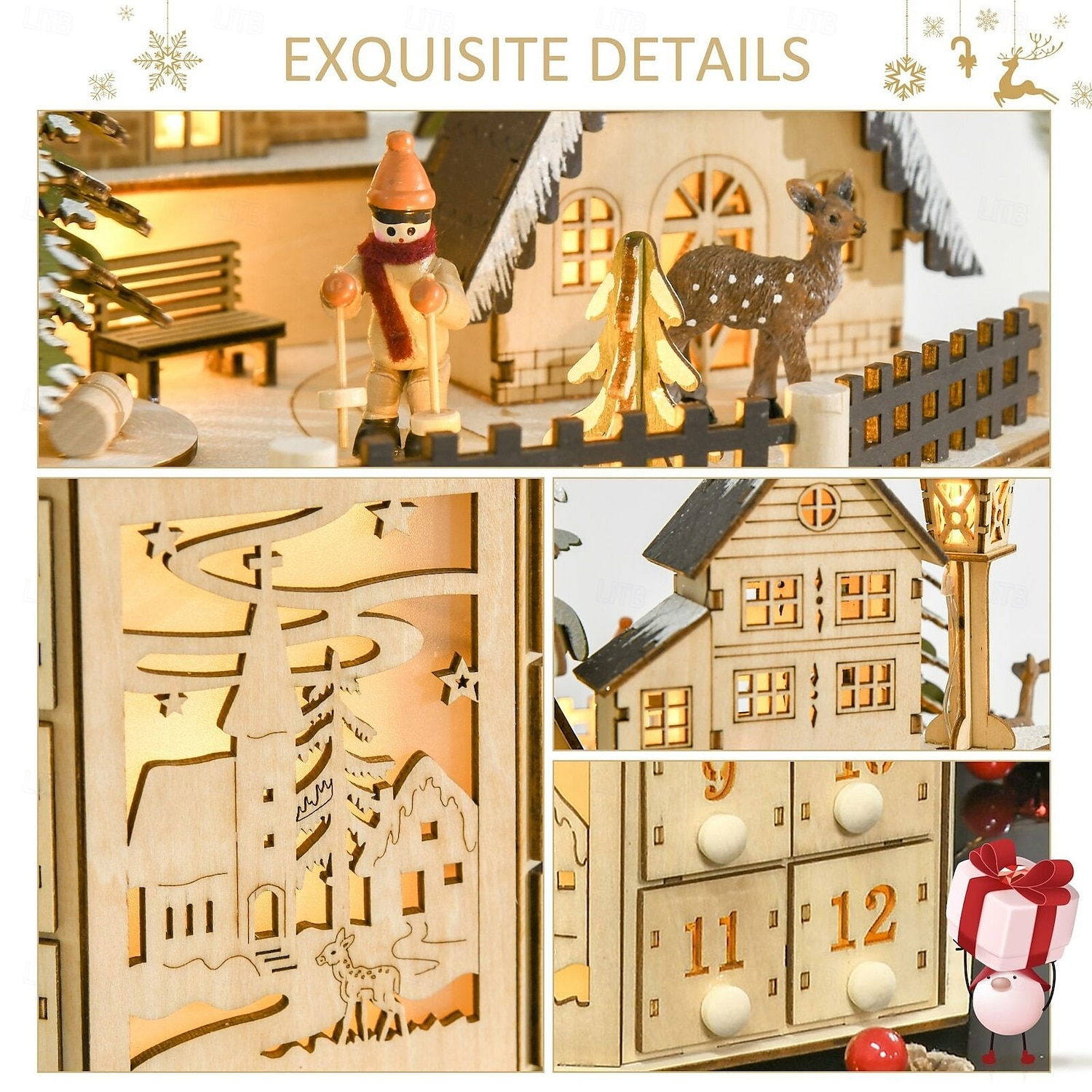 1 sada Prázdninový Vánoční ozdoby / Vánoční adventní kalendář / Pro chlapce, Sváteční dekorace Oslava Zahrada Svatební dekorace 25*30*20 cm 2025 - $46.99 –P1