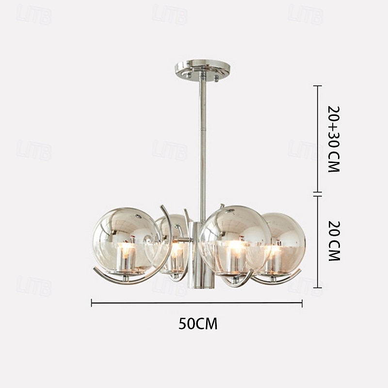 nordischer kreativer Chrom-Deckenleuchter moderner Chrom-LED-Deckenleuchter Kunstausstellung Pendelleuchten galvanisiertes Gehäuse LED-Beleuchtung 3/4/5 Lichtköpfe 110-240V 2025 - $364.91 –P2
