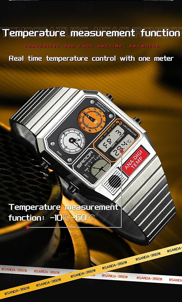 SANDA Men Digital Watch Sports Fashion Casual Business Minute Repeater Stopwatch Alarm Clock Waterproof Steel Watch 2026 - $48.99 –P4