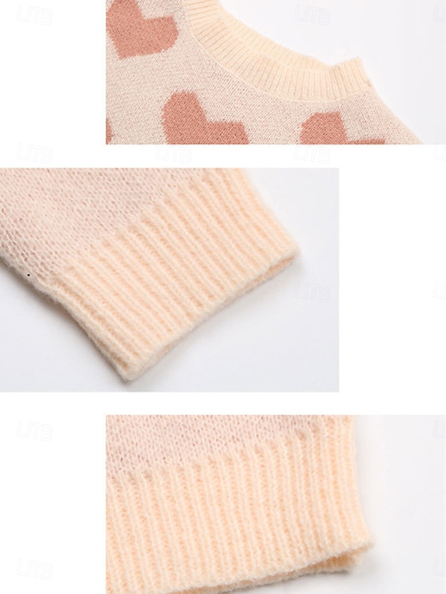 Femme Pull Chandail Pull Décontractées Flexible Cœur A côtes Col Ras du Cou Tricoté manche longue Hauts réguliers Tricoter Extérieur du quotidien Fin de semaine Rose Claire Fuchsia Automne Hiver de 2025 ? $51.99 –P11