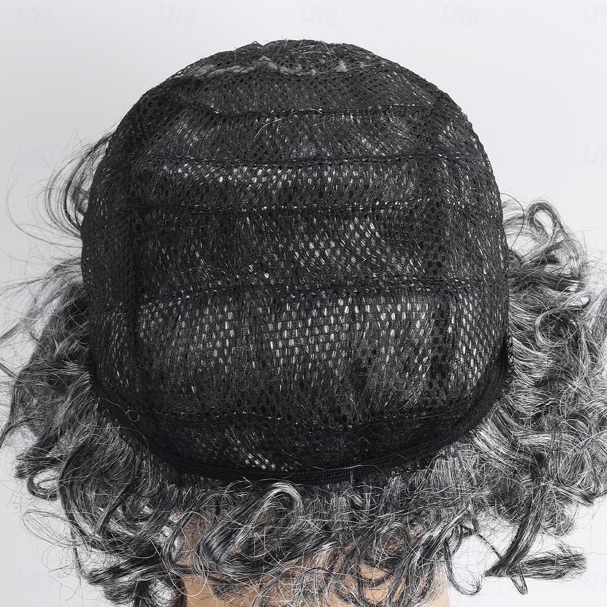 2025年 人工毛ウィッグ カール バング付き 機械製 かつら ショート グレイ 合成 男性用 グレイ  コレクション – $17.49 –P6