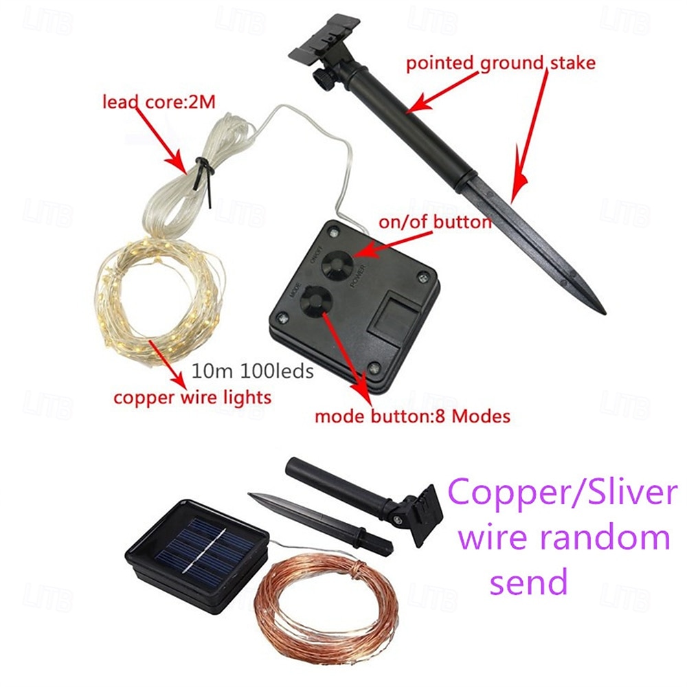 2026年 1/2個のソーラーLEDストリングライト、防水屋外ガーデンフェアリーライト、クリスマスパーティーの装飾用のきらめくLEDランプ  コレクション – $12.99 –P1