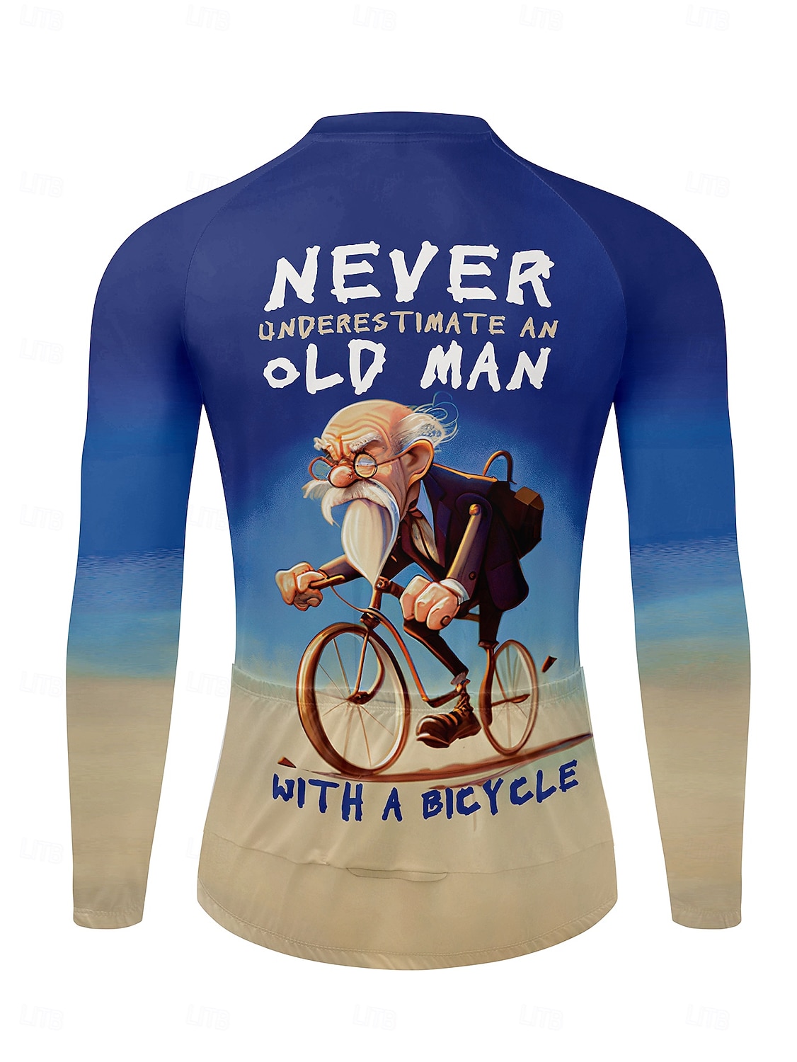 heren fietsshirt lange mouw fietsshirt met 3 achterzakken antislipband snel drogende reflecterende strepen achterzak blauwe sportkleding 2025 - $32.99 –P4