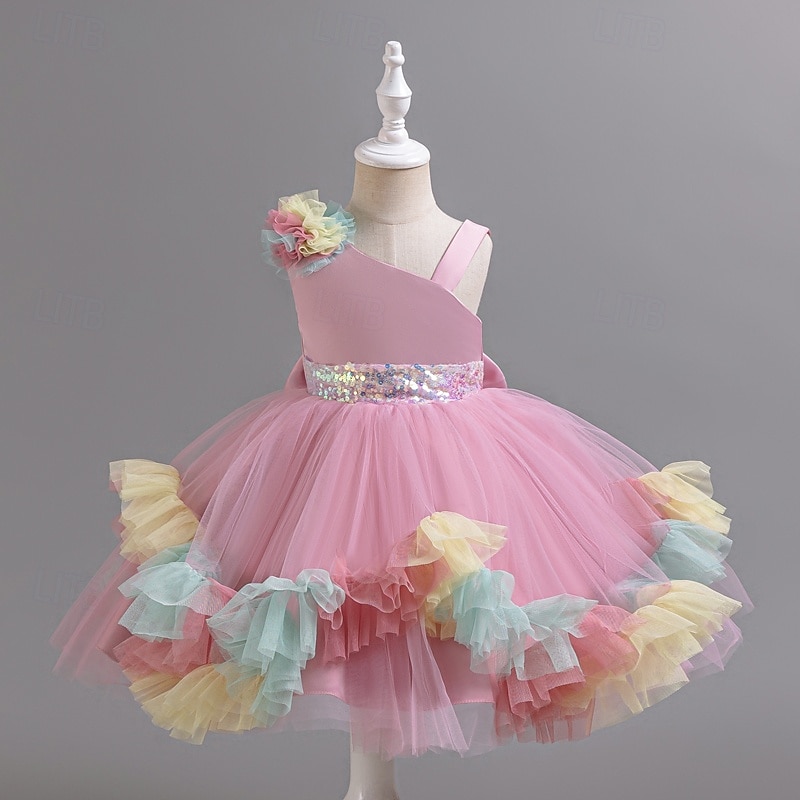 kinderkleidung Mädchen Party Kleid Feste Farbe Blume Ärmellos Besondere Anlässe Modisch Prinzessin Polyester abendkleider Sommer Frühling 2-8 Jahre Mehrfarbig Gelb Rosa 2025 - $35.99 –P8