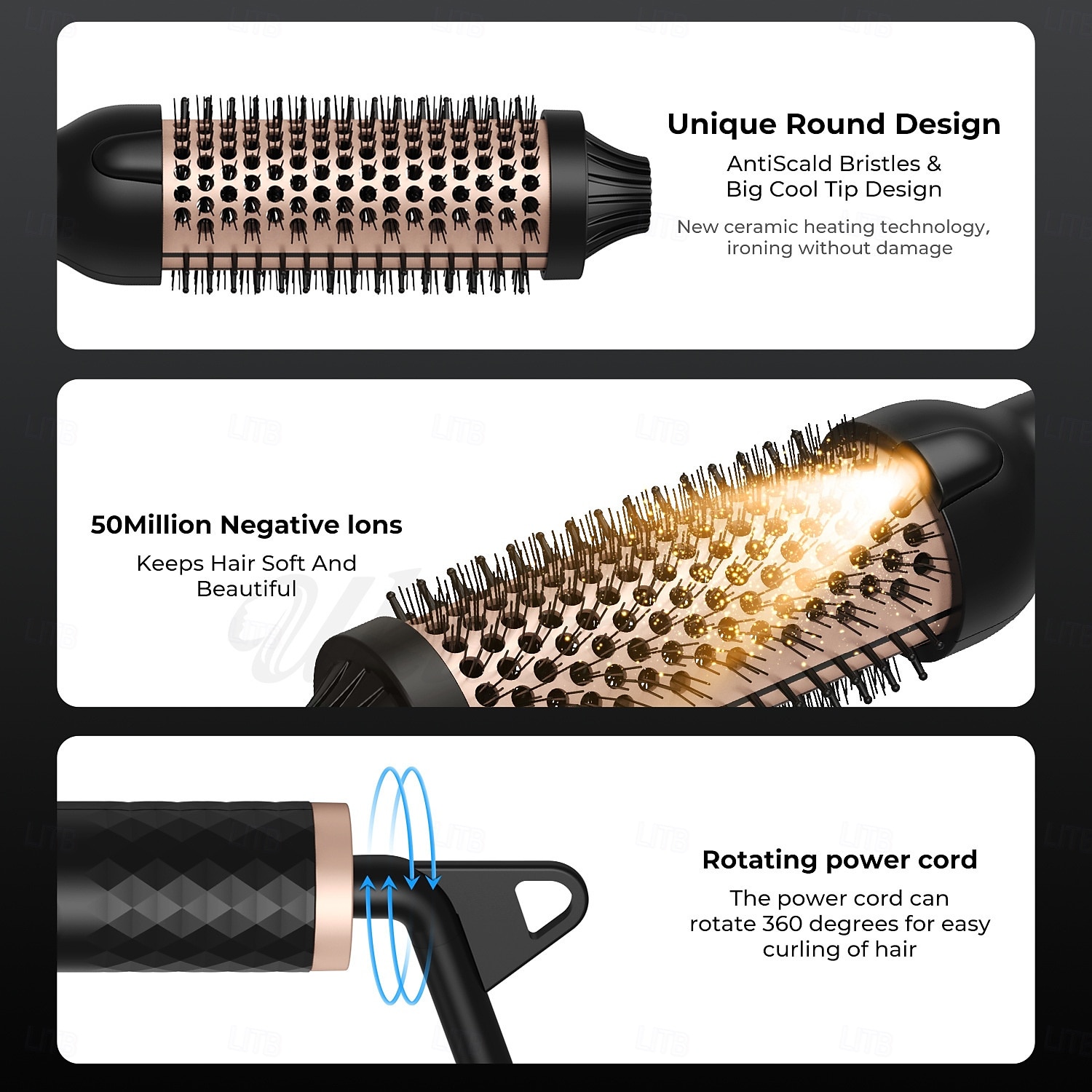 Fer à friser à air chaud, peigne à friser, peigne électrique, multifonctionnel, peigne à cheveux raides, peigne à rouleau domestique, fer à friser, boucler droit, double usage, noir de 2025 ? $31.99 –P3