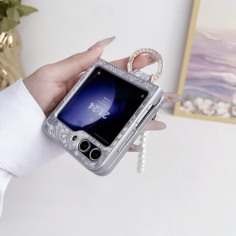 Phone Case For Samsung Galaxy Z Flip 7 Z Flip 6 Z Flip 5 Z Flip 4 Z Flip 3 Back Cover with Wrist Strap Shockproof Retro PC PU Leather 2025 - $20.99 –P6