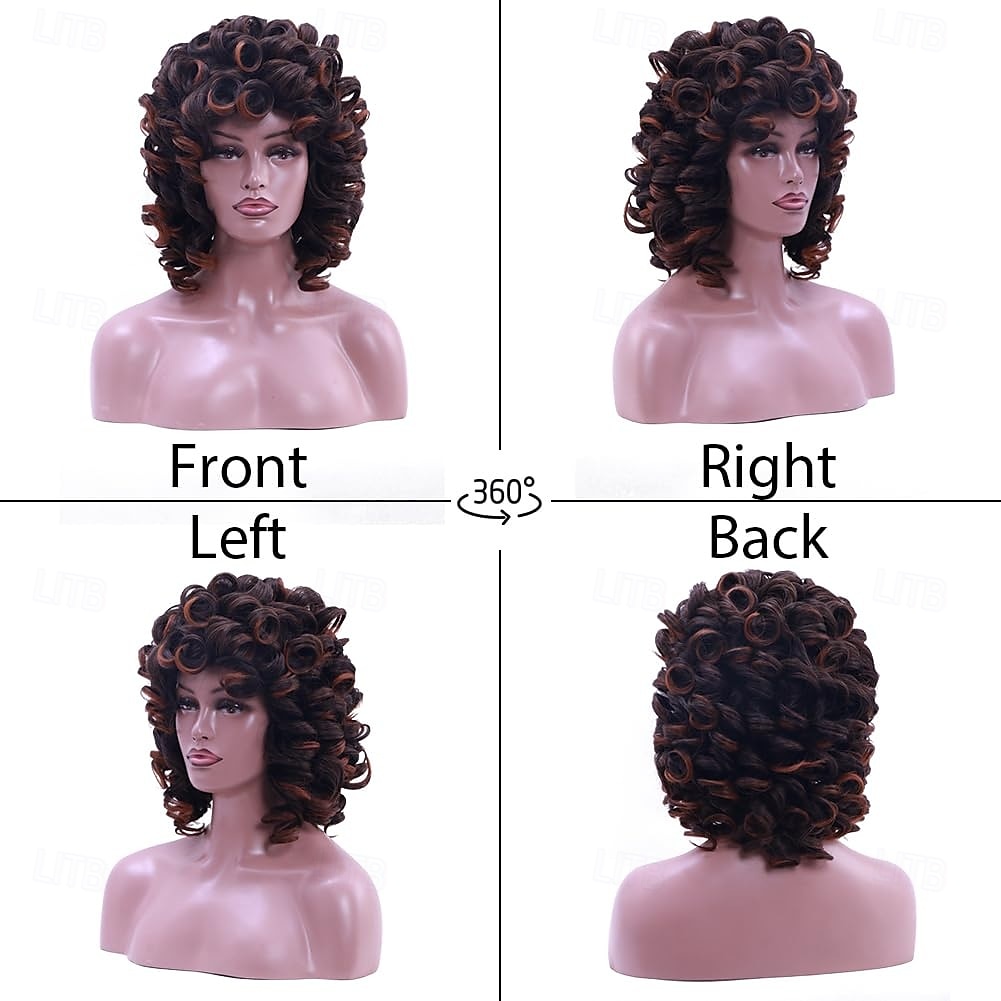 krullende pruiken voor zwarte vrouwen zachte korte krullende pruik met pony afro losse krullen hittebestendige synthetische pruik voor vrouwen 2026 - $18.99 –P4