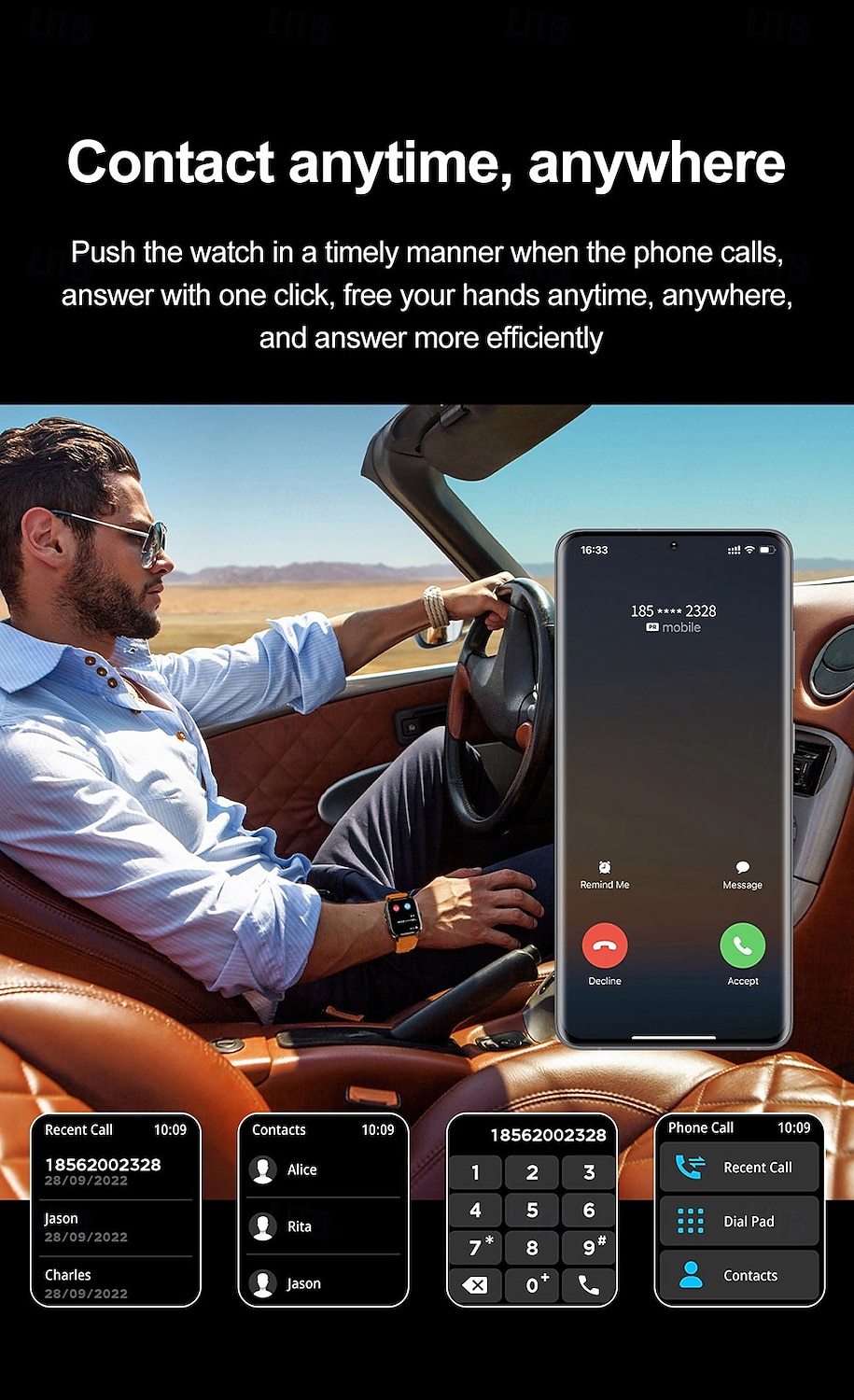 2025年 スマートウォッチ 1.95インチ スマートウォッチ フィットネス ランニングウォッチ Bluetooth 歩数計 通話リマインダー 心拍数モニター Android iOS対応 女性 男性 ハンズフリー通話 メディアコントロール メッセージリマインダー  コレクション – $32.99 –P14