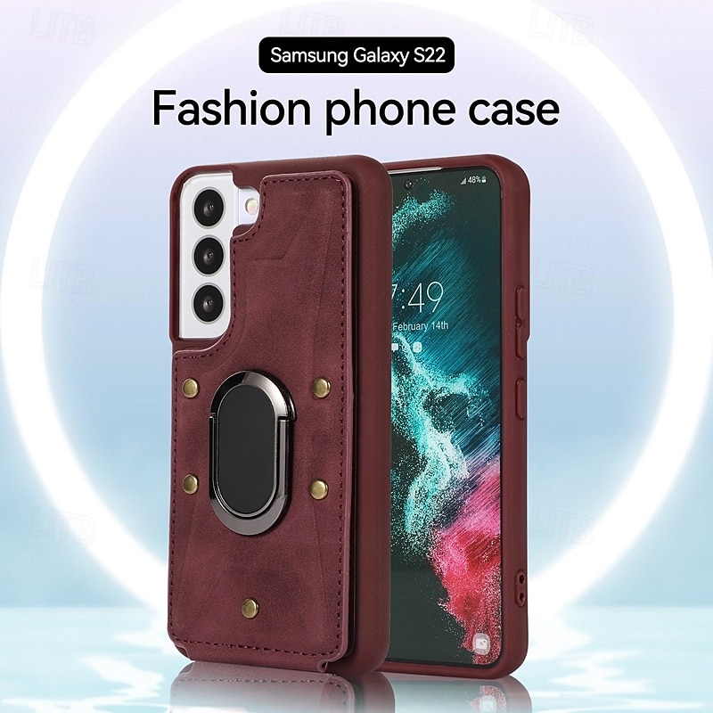 Phone Case For S23 Ultra Plus S23 S22 S22 Plus  Ultra S21 FE S21 S21 Ultra Plus A54 A34 A14 S20 Plus S20 Ultra Back Cover Ring Holder Shockproof Retro TPU PU Leather 2025 - $18.99 –P2