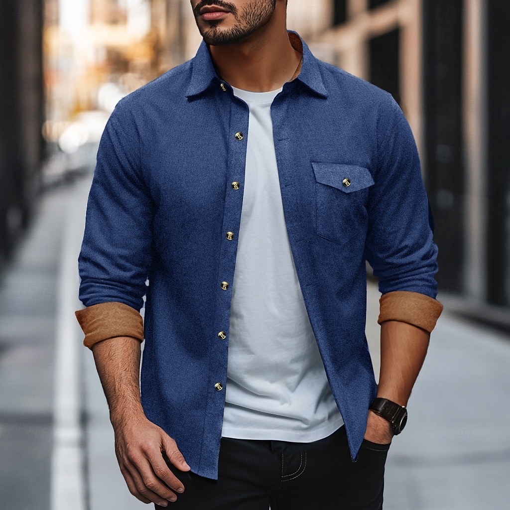 Herren Hemd Flanelljacke Flanell Hemden Knopfhemd Cargo-Shirt Feste Farbe Outdoor Arbeit Schwarz Weiß Hellgrün Wein Langarm Umlegekragen Frühling & Herbst Bekleidung Farbblock 2026 - $28.99 –P7