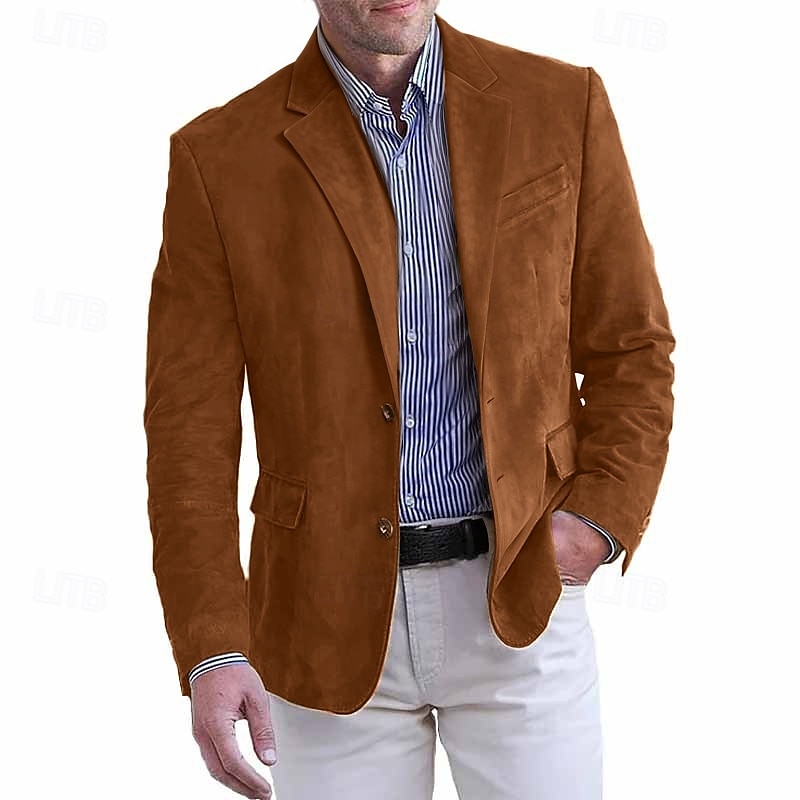 Ανδρικά Faux Suede Blazer Μπουφάν Faux Suede Επαγγελματικά Ρούχα Εταιρικό πάρτι Μοντέρνα Καθημερινό Φθινόπωρο / Χειμώνας Φο Σουέτ Σκέτο Κουμπί Τσέπη Άνετο Μονόπετο Χρωματιστή ζακέτα 2025 - $67.99 –P2
