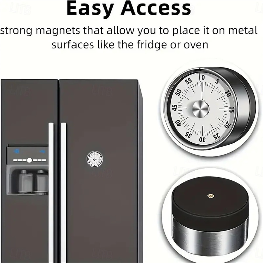 Stainless Steel Mechanical Kitchen Cooking Timer Magnet Round Shape 60 Minutes Countdown Cooking Clock Alarm Time Reminder 2025 - $15.99 –P12