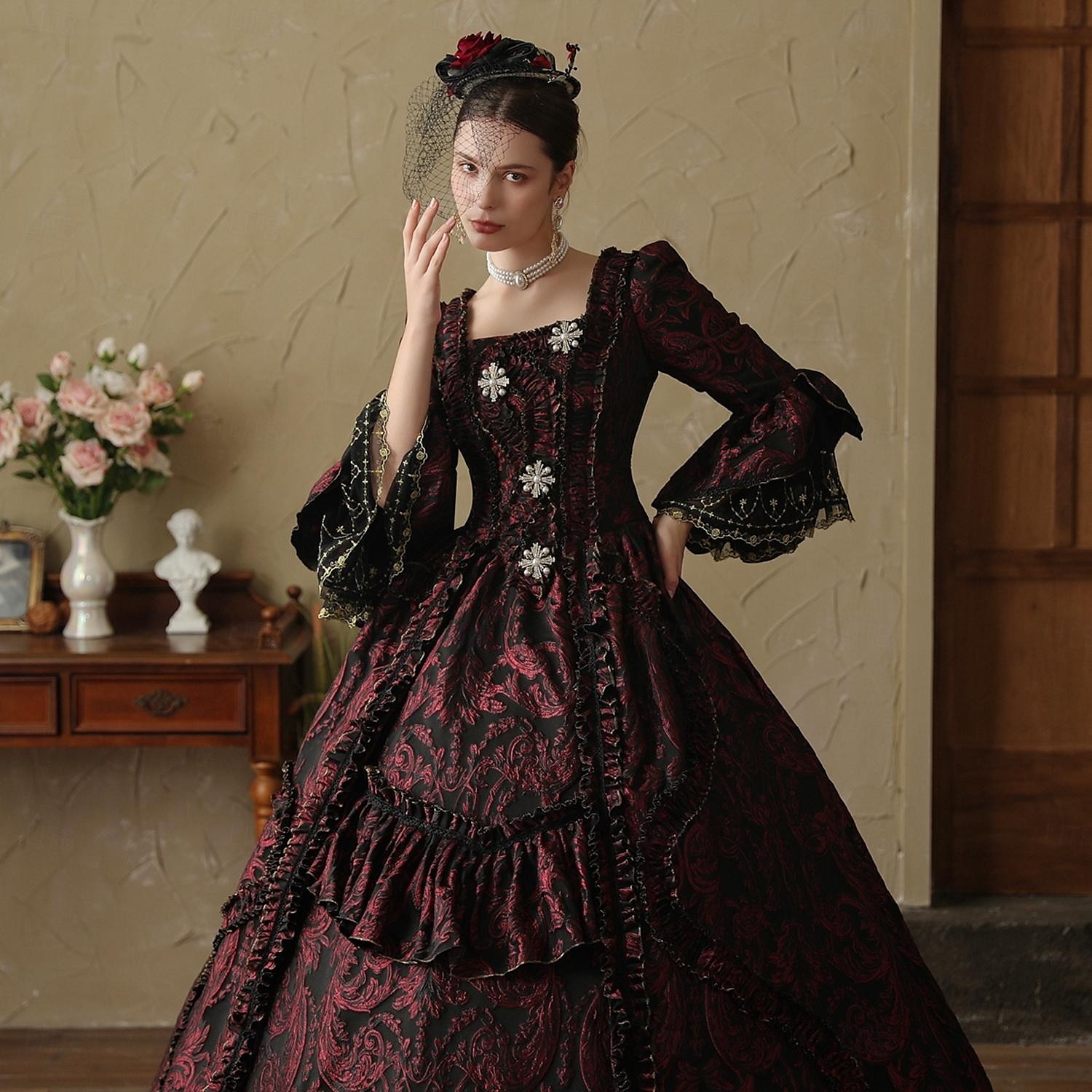 Gothic Rococo Vintage Inspired Dress Party Costume Prom Dress Princess Shakespeare Solid Color Ball Gown Women's Royal Halloween Carnival Valentine's Day Party Evening Party Masquerade Adults' Dress 2025 - $294.59 –P3