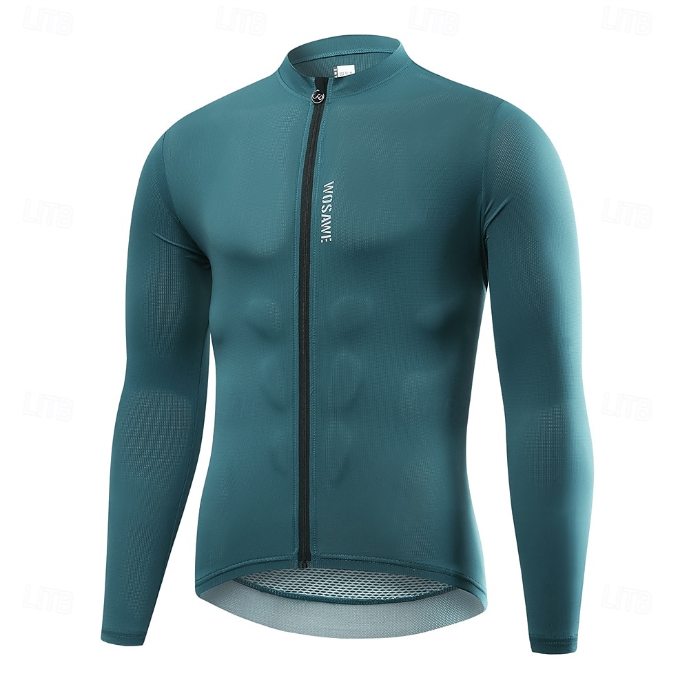 wosawe zomer heren fiets lange mouw top snel drogend ademend vocht afvoerend zweet afvoerend sport top fiets jersey bt286 2025 - $46.99 –P2