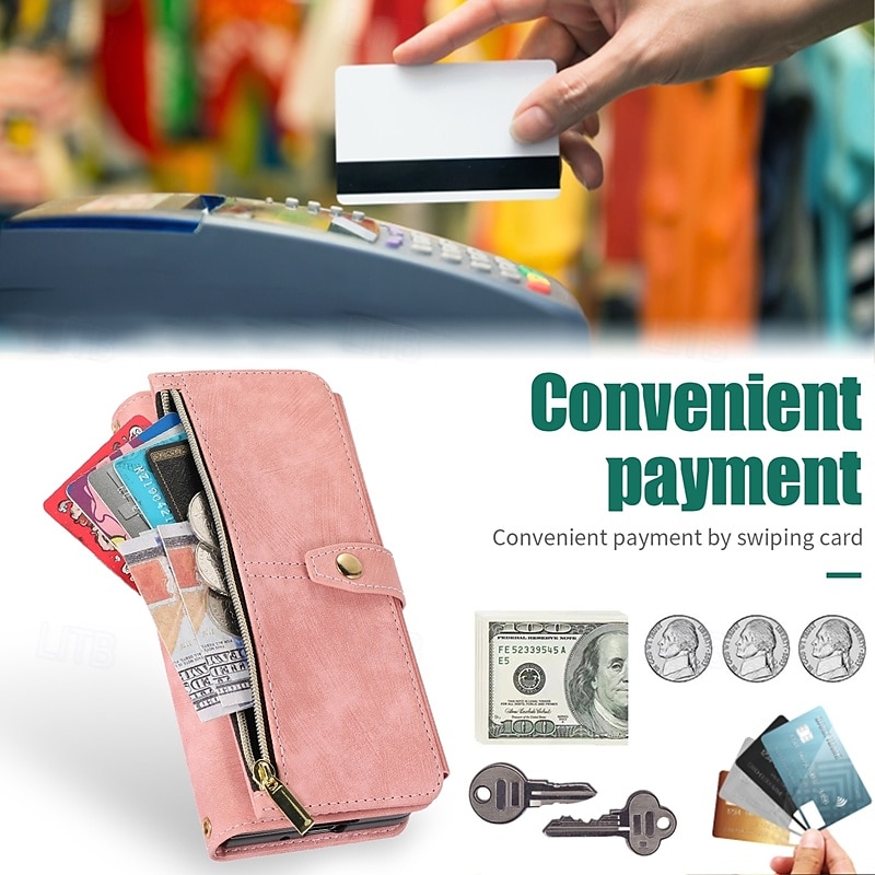 Phone Case For Z Fold 6 Z Fold 5 Z Fold 4 Z Fold 3 Back Cover with Stand Holder Zipper with Lanyard Retro TPU PU Leather 2025 - $20.99 –P6