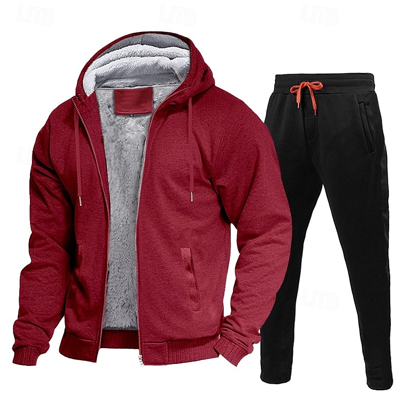 Men's Tracksuit Sweatsuit Black Red Navy Blue Light Grey Dark Gray Hooded Color Block Drawstring 2 Piece Streetwear Cool Spring Fall Clothing Apparel Hoodies Sweatshirts  2026 - $47.99 –P6