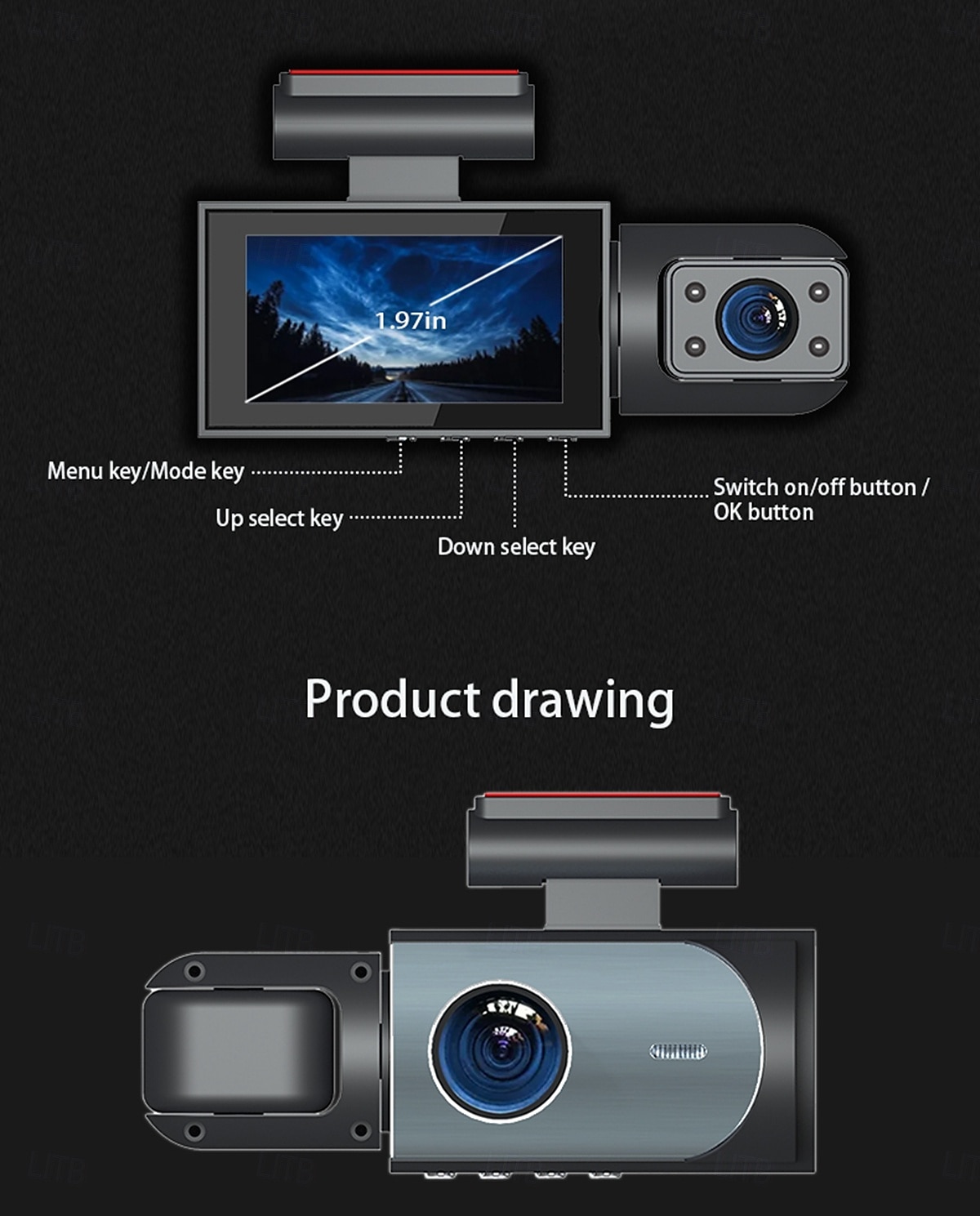 2025年 K3 1080p 新デザイン / HD / 360°監視 車のDVR １５０度 広角の 2 インチ IPS ダッシュカム ととも​​に WIFI / ナイトビジョン / エンドレスレコーディング 4 赤外線LED カーレコーダー  コレクション – $67.99 –P16