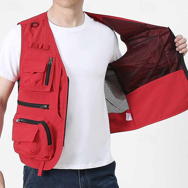 Herren Weste für Wanderer Wander-Fleeceweste Ärmellos Weste Außen Atmungsaktiv Komfortabel Tasche Polyester Schwarz Armeegrün Rot Jagd Angeln Klettern 2025 - $26.99 –P7